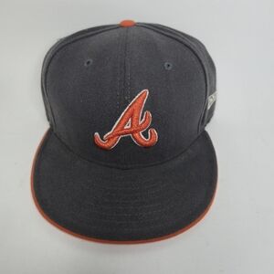 New Era 59Fifty Atlanta Braves Black And Orange Ball Cap Size 7 1/2